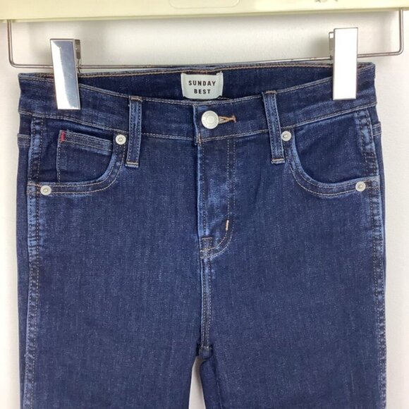 SUNDAY BEST LIGHTLY FLAIR LEG DARK DENIM JEANS 0 - Picture 3 of 11